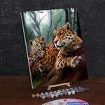 20*30 Картина по номерам Леопарды Мама и малыш, с подрамником 